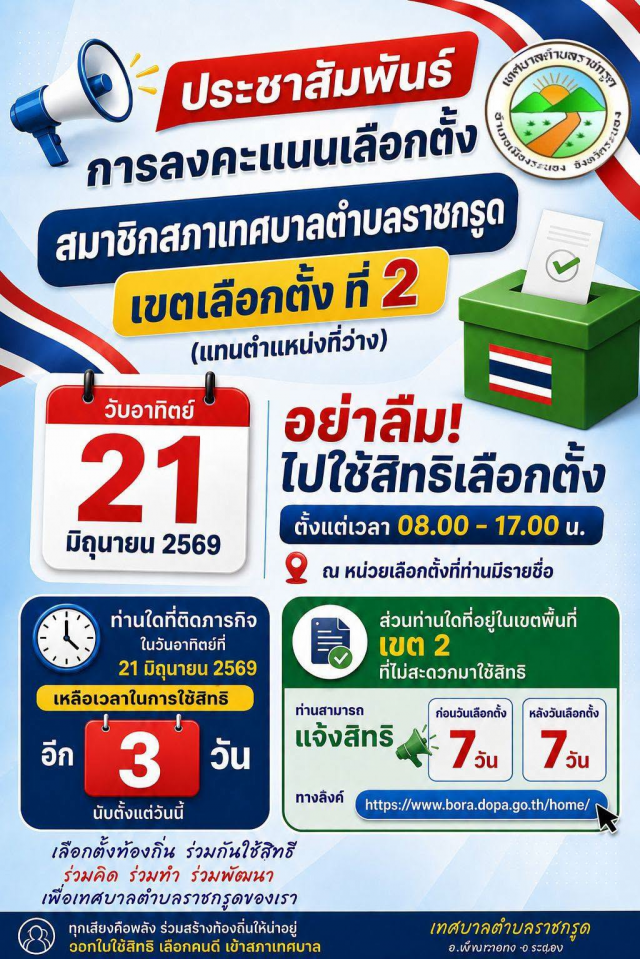 ประชาสัมพันธ์การลงคะแนนเลือกตั้งสมาชิกสภาเทศบาล เขตเลือกตั้ง ที่2